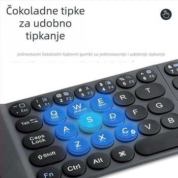 Bluetooth sklopiva tipkovnica, prijenosna i lagana, magnetski sklopivi dizajn, Type-C sučelje, težina oko 150 g, kompatibilna s tri operacijska sustava