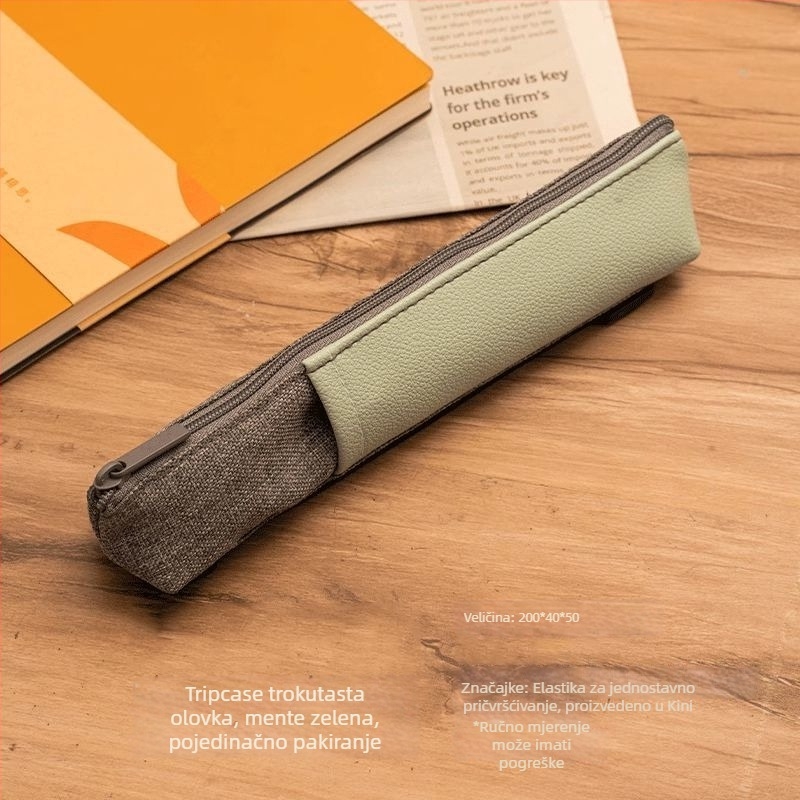 Trojkutna pernica, kompaktna i prijenosna, PU materijal, brend Modern Leather Goods, korejska verzija stila, kod Pen-3057