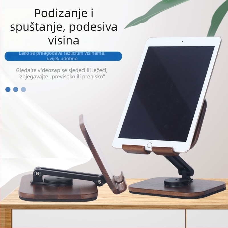 Stolni držač za tablet i telefon, 360° rotacija, sklopiv i prenosiv, s protiv podrhtavanja
