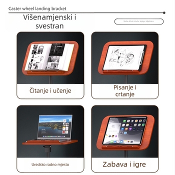 Drveni podni držač za čitanje s podesivim podiznim mehanizmom, masivno drvo, univerzalna kompatibilnost, 650 g, OEM Obrada