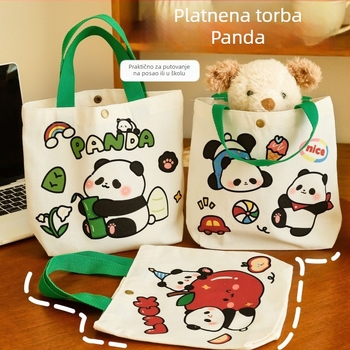 Hangsu Platnena torba za rame s crtanim pandom