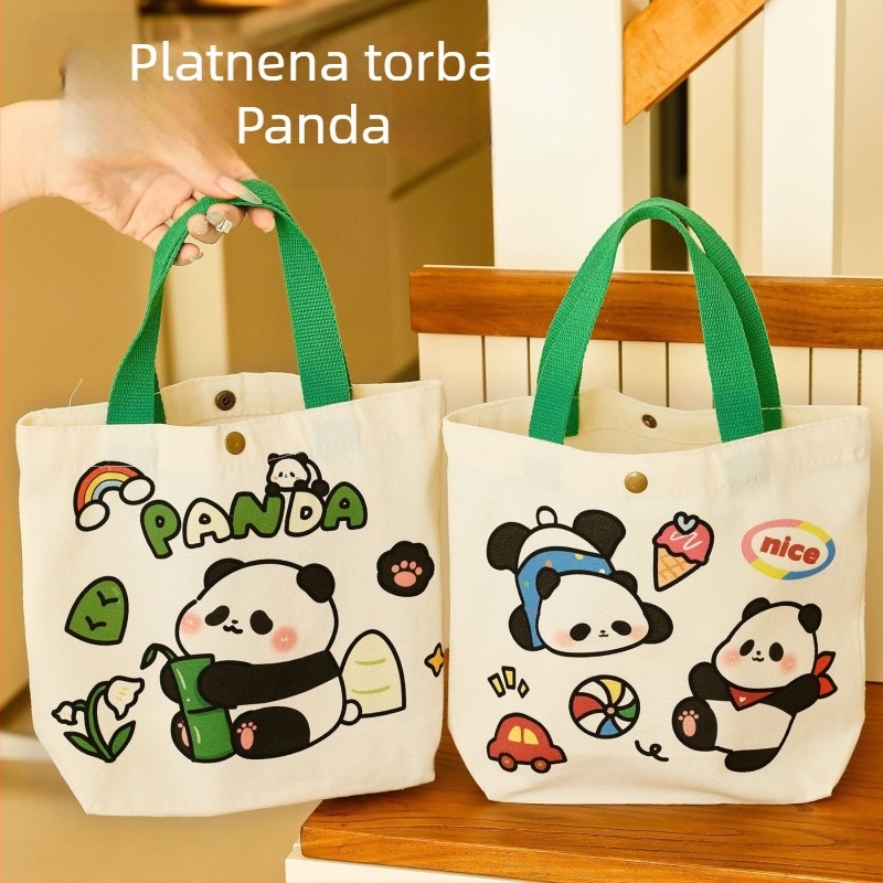 Hangsu Platnena torba za rame s crtanim pandom