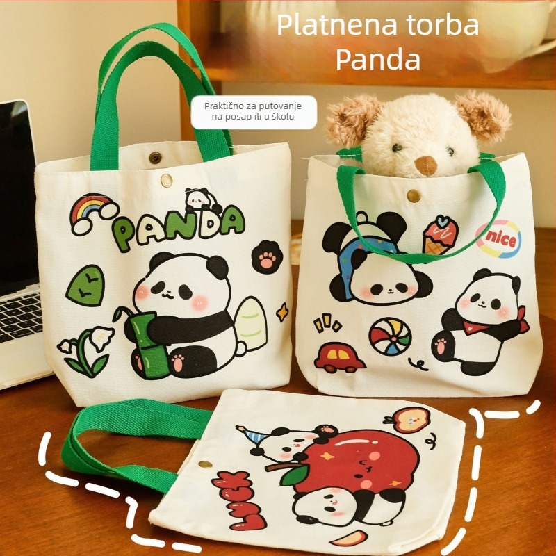 Hangsu Platnena torba za rame s crtanim pandom