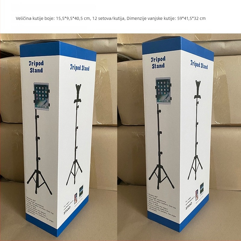 Stativ za tablet na podu od aluminija s podizanjem, kompatibilan s iPad i iPhone serijom