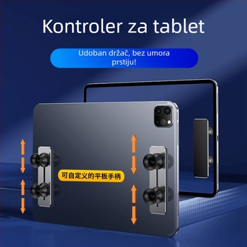 Aluminijski držač za tablet s gripom i stalakom, model B02, bežični, veličina 90×25×23 mm, težina 48,5 g