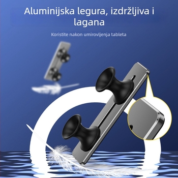 Aluminijski držač za tablet s gripom i stalakom, model B02, bežični, veličina 90×25×23 mm, težina 48,5 g