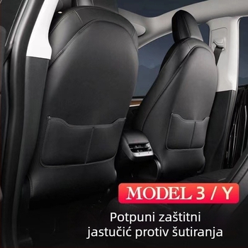 Zaštitna podloga naslona sjedala Tesla Model 3/Y, Enjoy the Journey, umjetna koža, punilo od sintetičkih vlakana, prilagodljivo, minimalističan unutarnji dizajn