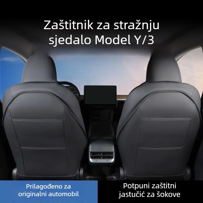 Zaštitna podloga naslona sjedala Tesla Model 3/Y, Enjoy the Journey, umjetna koža, punilo od sintetičkih vlakana, prilagodljivo, minimalističan unutarnji dizajn