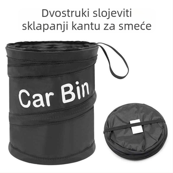 Sklopivi viseći auto koš za otpad i organizator za pohranu, vodootporan, s ručkom, za sredinu naslona sjedala
