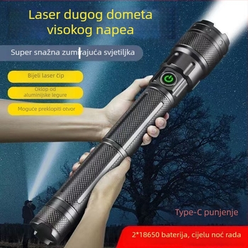 Ponovno punjiva laserska baterijska svjetiljka, 50W, aluminijsko kućište, dugi domet