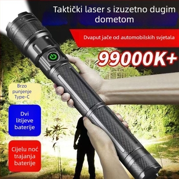 Ponovno punjiva laserska baterijska svjetiljka, 50W, aluminijsko kućište, dugi domet