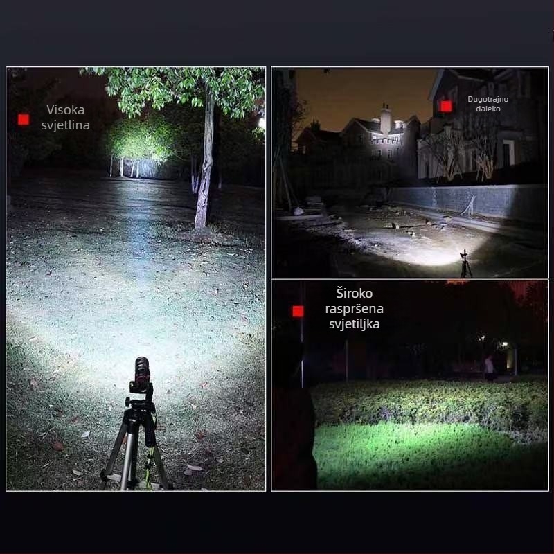 Ponovno punjiva laserska baterijska svjetiljka, 50W, aluminijsko kućište, dugi domet