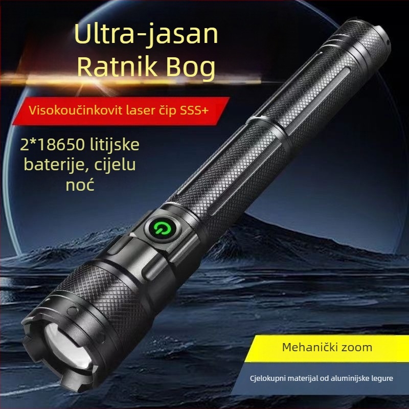 Ponovno punjiva laserska baterijska svjetiljka, 50W, aluminijsko kućište, dugi domet