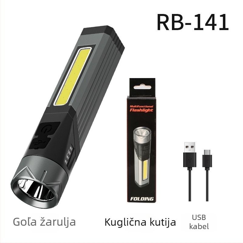 Prijenosna 10W LED svjetiljka s ugrađenom 1500mAh baterijom, magnetsko pričvršćivanje i COB bočno svjetlo, 90° kut