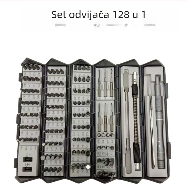 128-in-1 Precizan set odvijača od krom-vanadijevog čelika za popravke mobitela, računala, tableta i elektronike