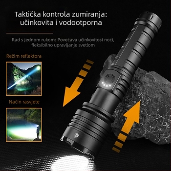 Prenosna punjiva LED baterijska svjetiljka 30W, 1500lm, doseg 1000m, Type-C punjenje, IPX6, za vanjsku uporabu