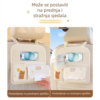 Torba za skladištenje stražnjeg dijela naslona automobila, tekstilna, 2000 ml, prilagodljiva s ručkom, viseći dizajn