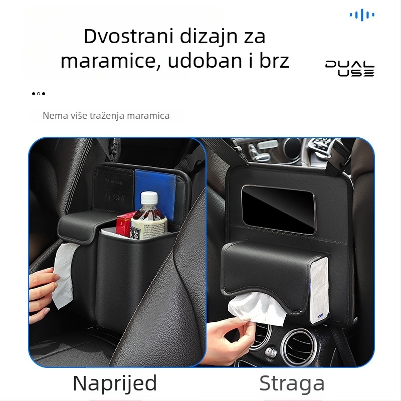 Kožna srednja torba za pohranu u automobilu, vodootporna, prilagodljiva uz mogućnost otiska logotipa, kapacitet 3000 ml