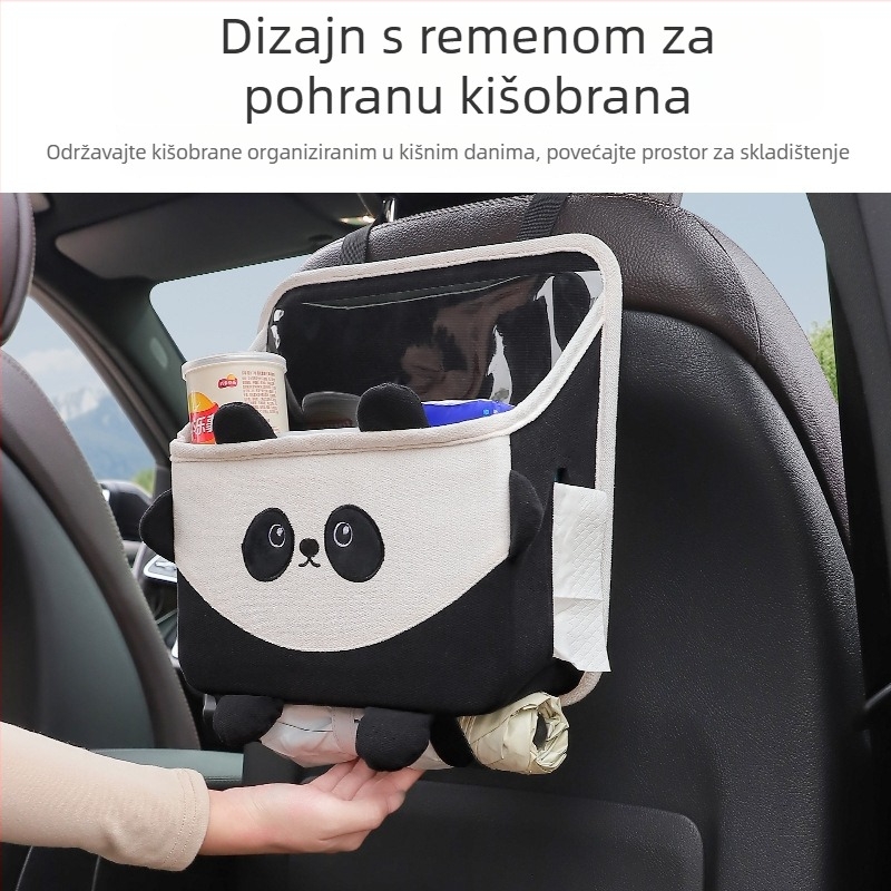 Torba za pohranu iza stražnjeg sjedala automobila - pamuk materijal, višenamjenska pohrana, s ručkom, suho/mokro odvajanje