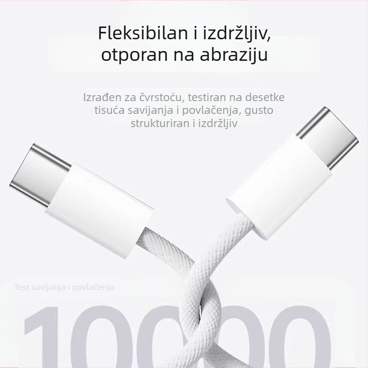 iPhone 15 USB-C kabel za brzo punjenje, 1–2 m, pleteni dizajn, USB-C priključak, 60W