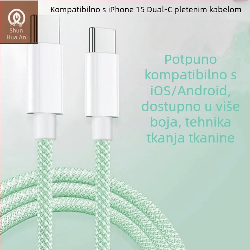 iPhone 15 USB-C kabel za brzo punjenje, 1–2 m, pleteni dizajn, USB-C priključak, 60W