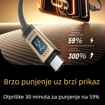 USB-C kabel za podatke 240W brzo punjenje s digitalnim zaslonom (USB 2.0)