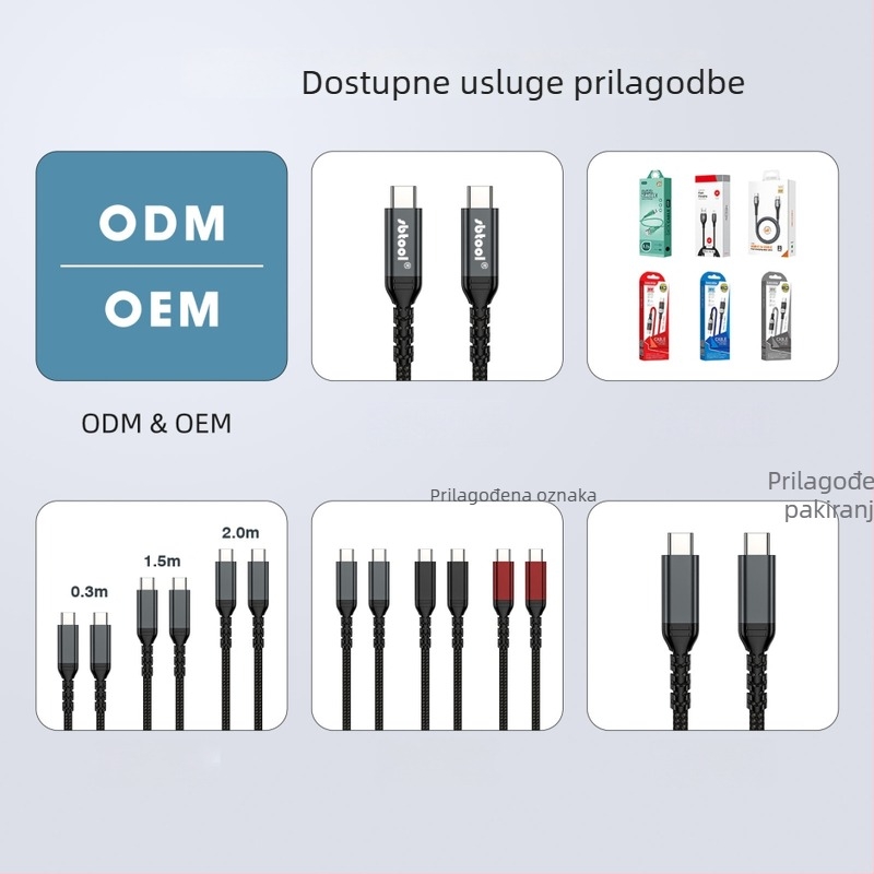 USB-C kabel za prijenos podataka i punjenje USB 3.2 Gen 2 — do 1000 MB/s, maksimalna snaga 100 W, struja do 5 A, duljina 0.5–5 m