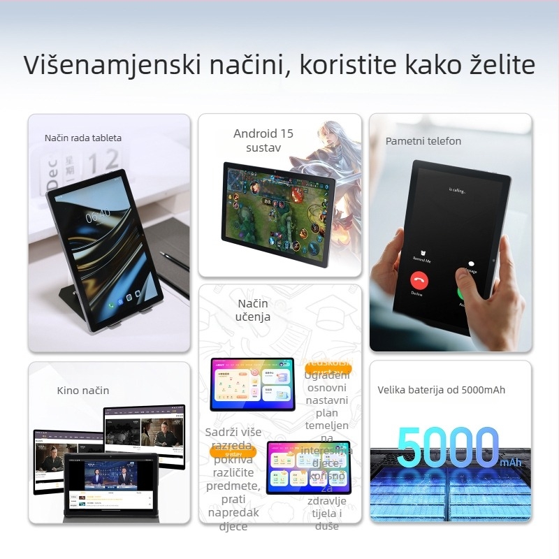 Hyundai Y108 Android tablet 10,1 inča, 4G, Wi‑Fi, Dual SIM, Bluetooth, Prepoznavanje lica, Senzor gravitacije, Tablet za učenje u oblaku