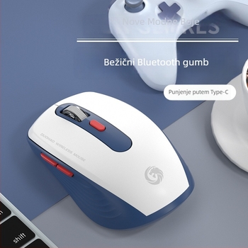 Bežična miša s dvostrukim načinom 2,4G + Bluetooth, 2000dpi, 6 tipki, punjiva kabelom