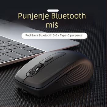 Bežična miša s dvostrukim načinom 2,4G + Bluetooth, 2000dpi, 6 tipki, punjiva kabelom