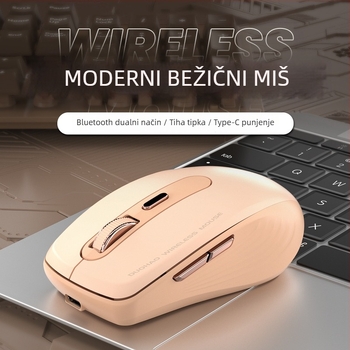 Bežična miša s dvostrukim načinom 2,4G + Bluetooth, 2000dpi, 6 tipki, punjiva kabelom