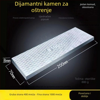 Dvostrano kamen za oštrenje od emeryja, debeli profesionalni razred, mreža 400/1000