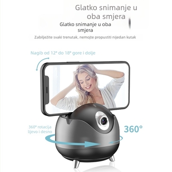 Stabilizator za pametni telefon s dvostrukom osovinom i AI prepoznavanjem lica, 360° panorama, ±15° nagib, klip montaža