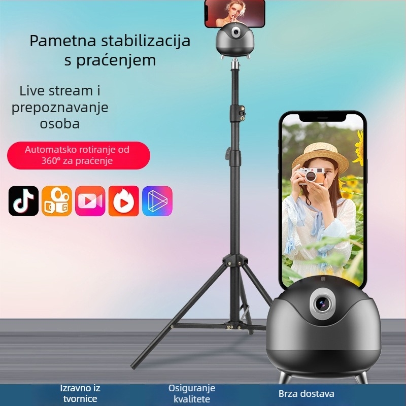 Stabilizator za pametni telefon s dvostrukom osovinom i AI prepoznavanjem lica, 360° panorama, ±15° nagib, klip montaža