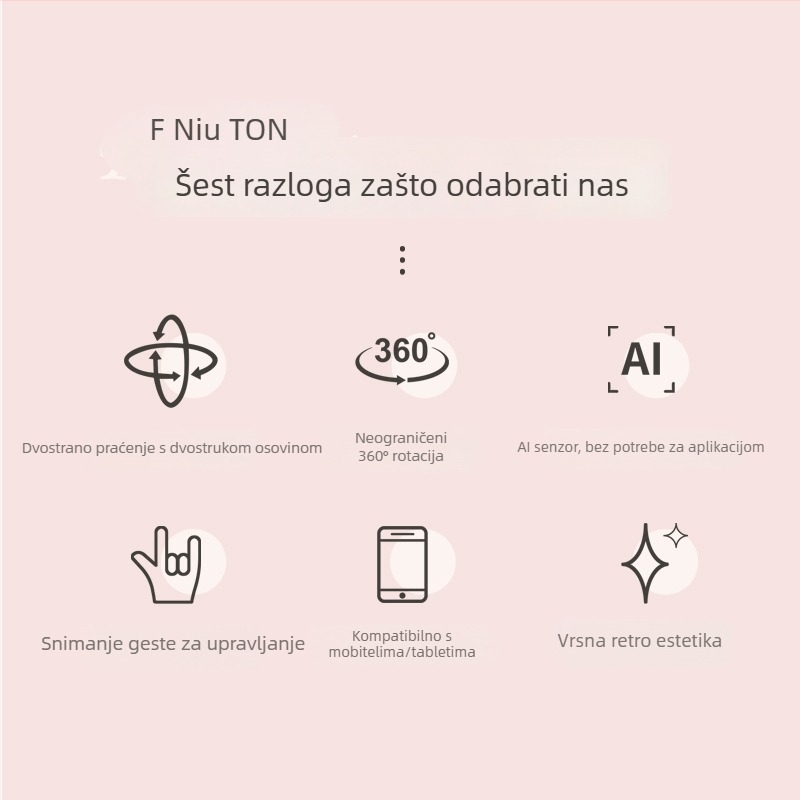 Stabilizator za pametni telefon s dvostrukom osovinom i AI prepoznavanjem lica, 360° panorama, ±15° nagib, klip montaža