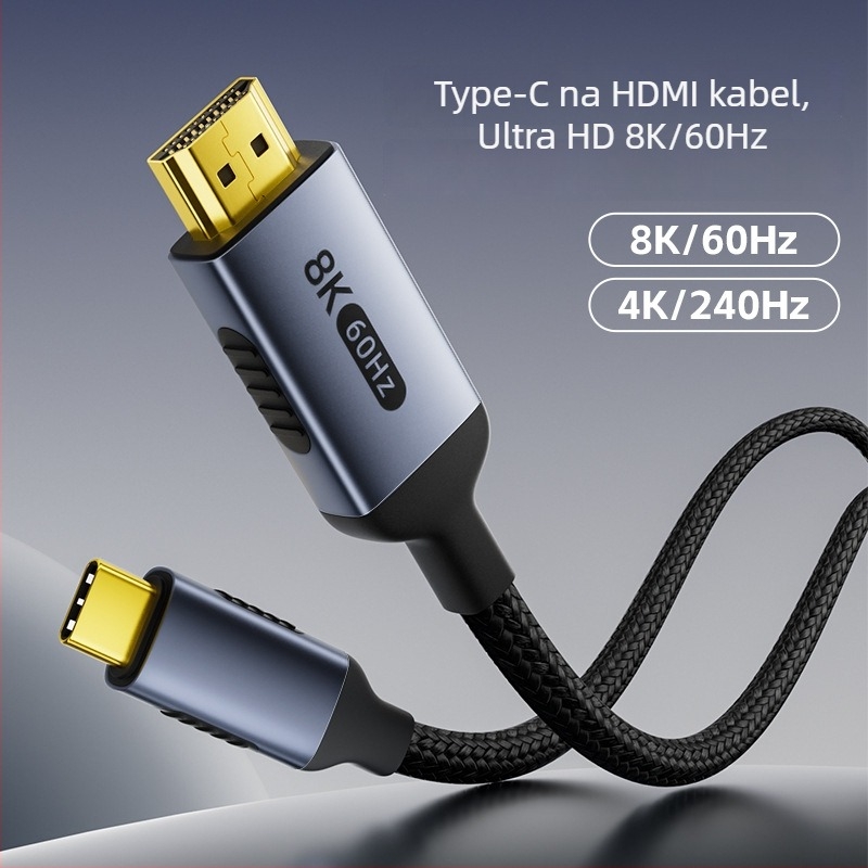 Type-C na HDMI patch kabel za mobilne uređaje – 8K60Hz i 4K240Hz, pozlaćeni bakar