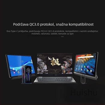 Type-C brzo punjački kabel za Lenovo Legion 2 Pro / Z6 Pro / Y90 / Y700 — duljina 1–2 m, jedan konektor, 100 W, TPE