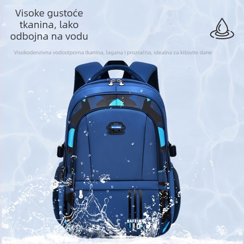Školski ruksak za dječake, Oxford tkanina, velik kapacitet, vodootporan, prozračan, zakrivljene ergonomske naramenice