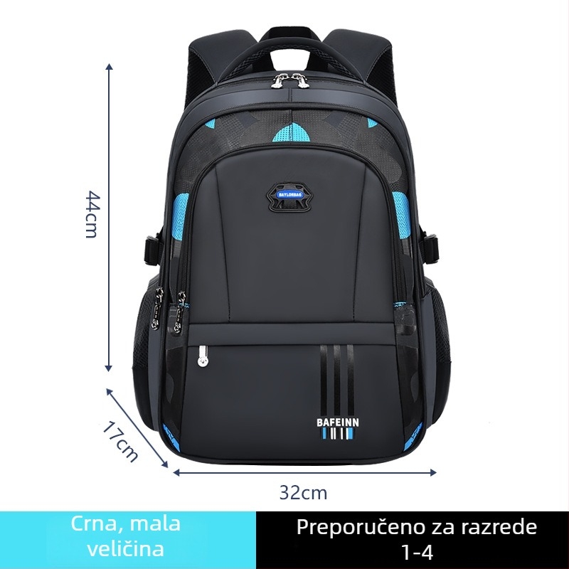 Školski ruksak za dječake, Oxford tkanina, velik kapacitet, vodootporan, prozračan, zakrivljene ergonomske naramenice
