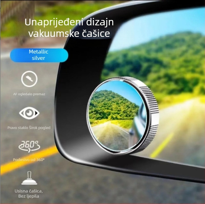 Auto retrovizor s usisivačem, mali kružni ogledal, 360° pomoćno ogledalo za mrtvu zonu, kristalno jasno i vodootporno