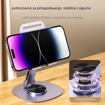 Stalak za stolni telefon i tablet — rotirajući, sklopivi, od legure, za prijenos uživo videa
