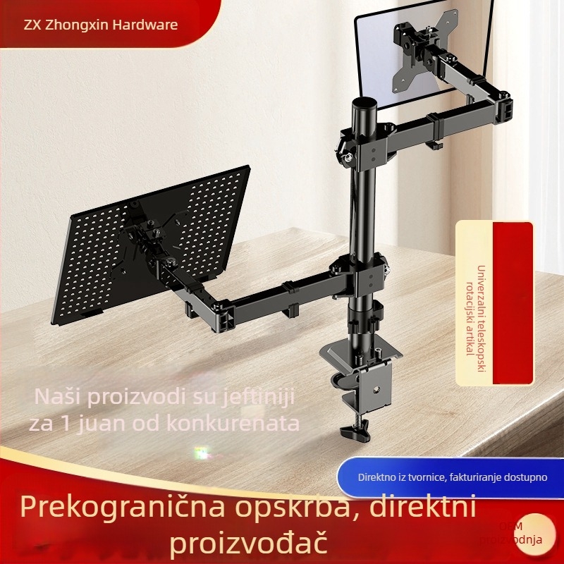 Dvo-monitor stolni nosač ZX-MT025N, željezo, 4,6 kg, paket nosača i vijaka