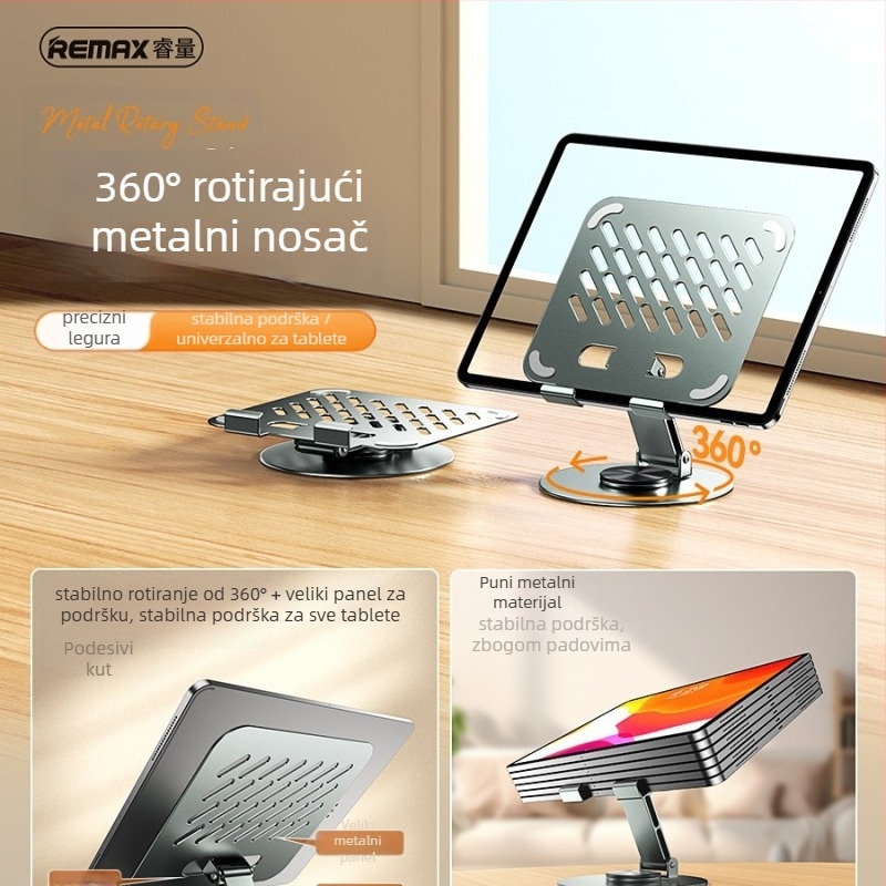Remax RM-C60 nosač za tablet s 360° rotacijom, potpuno metalni stolni držač za iPad
