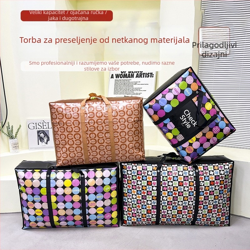 Torba za skladištenje deke, velike kapacitete, 175 g prekrivena netkasta tkanina, kubičnog oblika, ojačani model, s kopčama za zatvaranje, za preseljenje