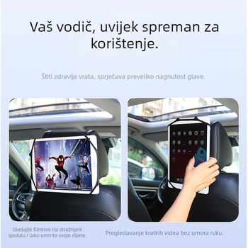 Držač tableta za auto s podrškom stražnjeg naslona i držačem za telefon, montiran na naslon za glavu
