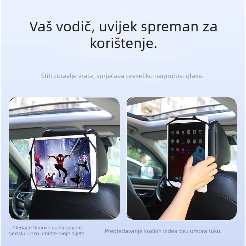 Držač tableta za auto s podrškom stražnjeg naslona i držačem za telefon, montiran na naslon za glavu