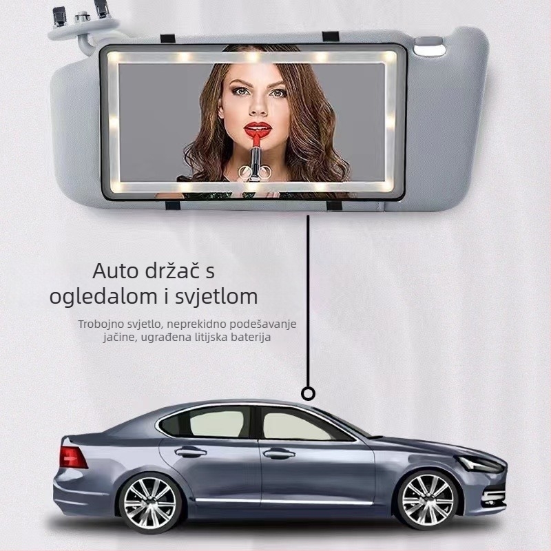 Kozmetičko ogledalo za automobil sa Snap-On montažom, univerzalna kompatibilnost, minimalistički stil, tisak logotipa