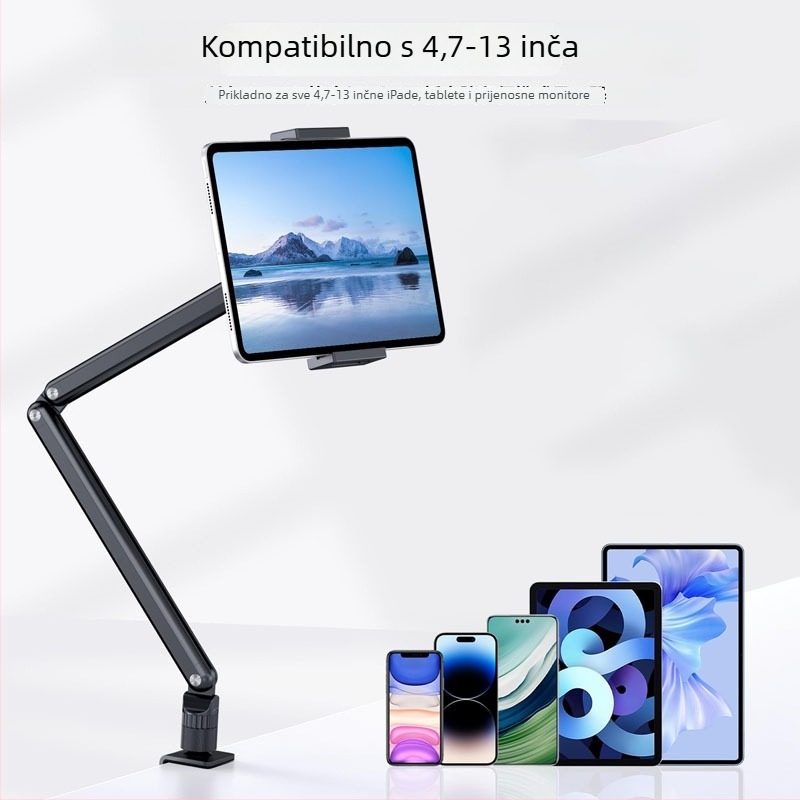 Sklopivi držač za tablet i telefon, kompatibilan s iPadom, uz prijenosni nosač monitora za noćni ormarić
