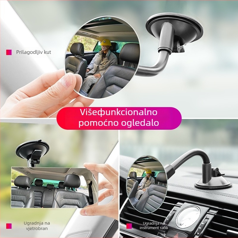 Automobilski retrovizor s vakuum držačem, 360° pregled, ogledalo za nadzor bebe, univerzalna kompatibilnost
