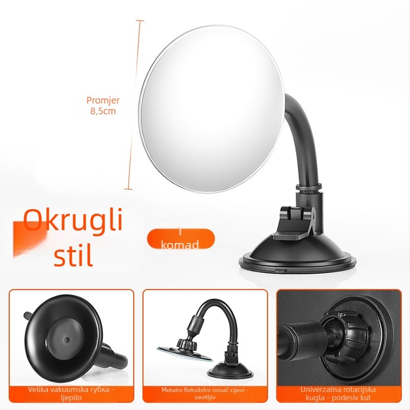 Automobilski retrovizor s vakuum držačem, 360° pregled, ogledalo za nadzor bebe, univerzalna kompatibilnost